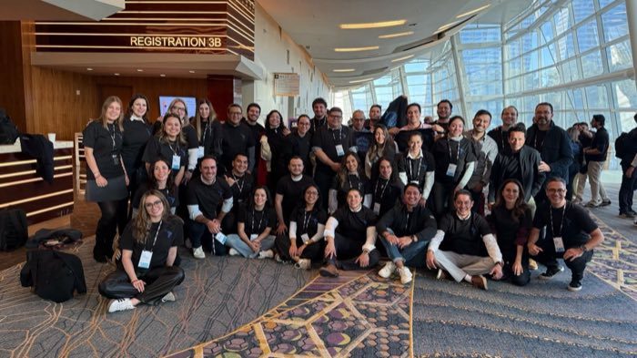 Annette Serio Haddad with the Qualtrics LATAM team at Sales Kickoff